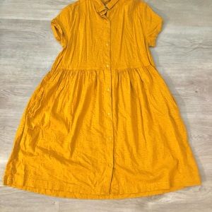 Yellow Girls Dress with Small Pom Pom Design